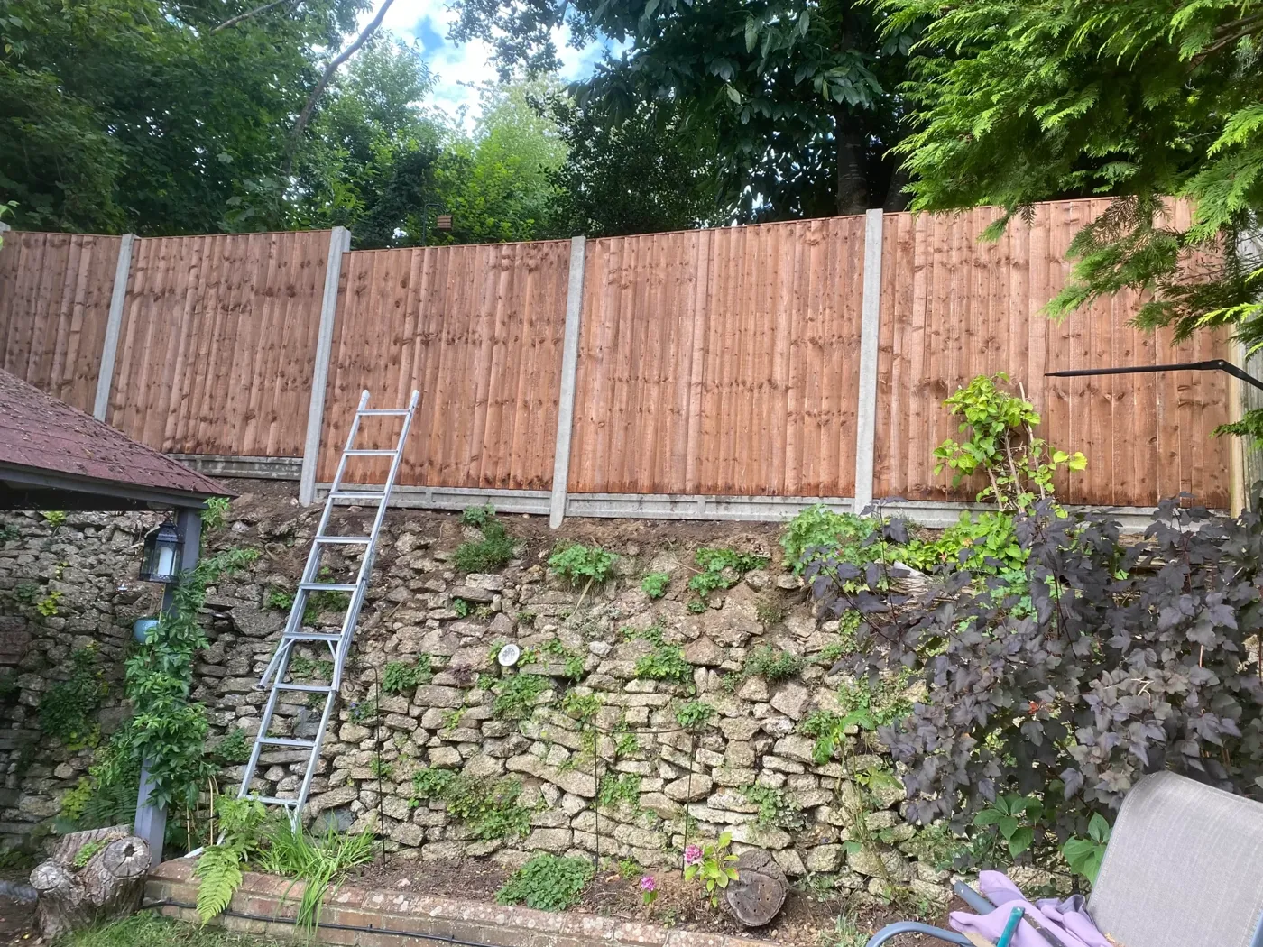 Fencing work completed on a residential boundary